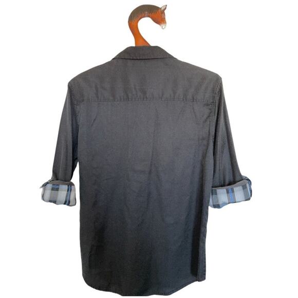 Sovereign Code Black Plaid accented Button Up with Button Zip Chest Pocket Shirt - Picture 2 of 10